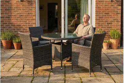 Sapcote 4 Seater Round Dining Set in Dark Grey Rattan