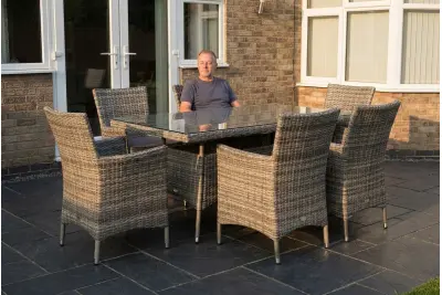 Sapcote 6 Seater Rectangular Dining Set in Grey Rattan