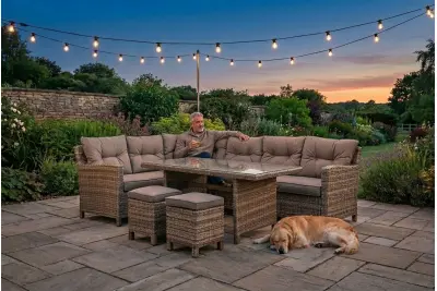 Sapcote Modular Corner Dining Set in Brown Rattan 