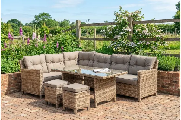 Sapcote Modular Corner Dining Set in Brown Rattan 