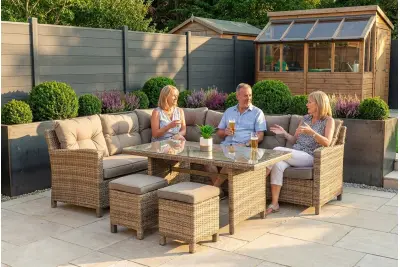 Sapcote Modular Corner Dining Set in Brown Rattan 