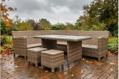 Sapcote Modular Corner Dining Set in Brown Rattan 