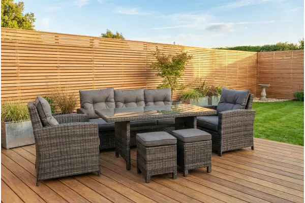 Sapcote Modular Lounge Dining Set in Dark Grey Rattan