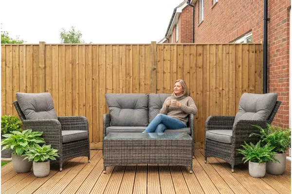 Sapcote Sofa Lounge Set Dark Grey Rattan 