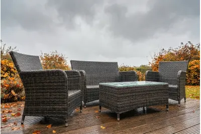 Sapcote Sofa Lounge Set Dark Grey Rattan 