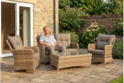 Sapcote Sofa Lounge Set in Brown Rattan 