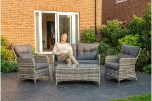 Sapcote Sofa Lounge Set in Grey Rattan 