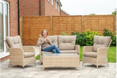 Sapcote Sofa Lounge Set in Natural Rattan