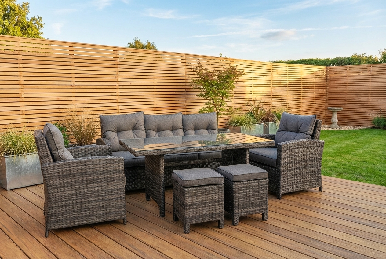 Sapcote Modular Lounge Dining Set in Dark Grey Rattan